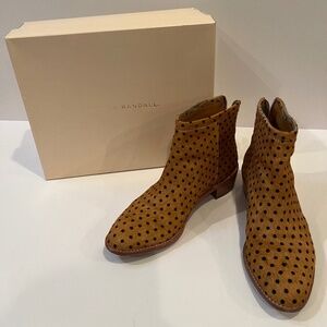 Loeffler Randall leopard yellow black polka pony hair/fur boots/shoes/bootie 8.5